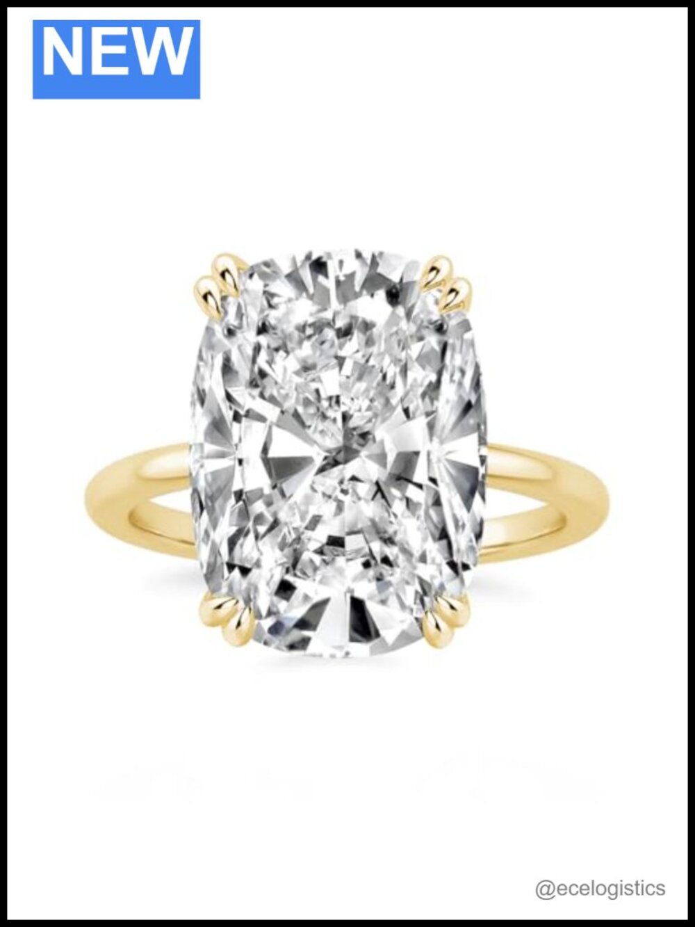 6.0ct Elongated Cushion Cut Engagement Ring Sterling Silver Promise Ring